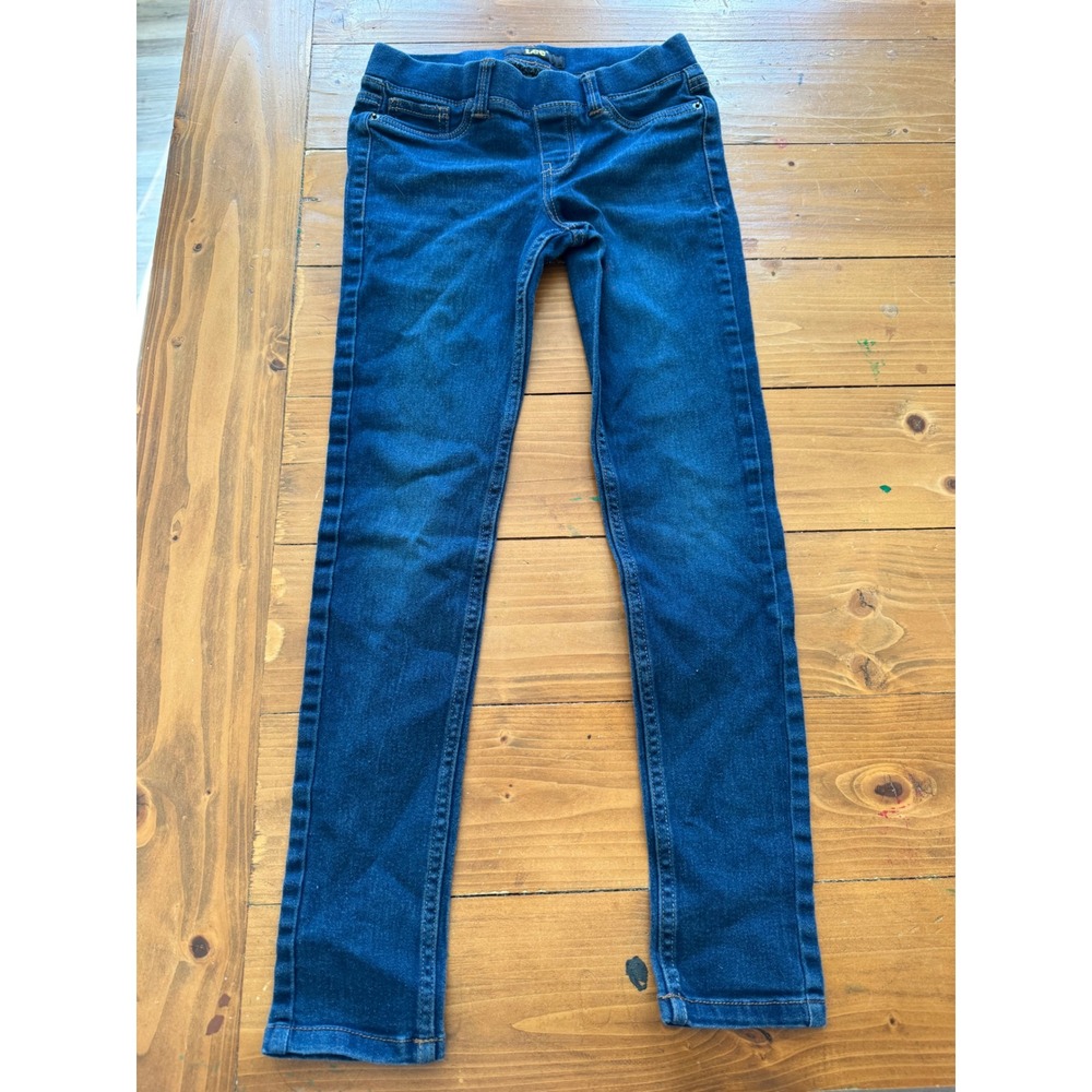 Lee Girls Pull On Skinny Jeans Dark Wash Denim Size Medium M‎ Elastic Waist